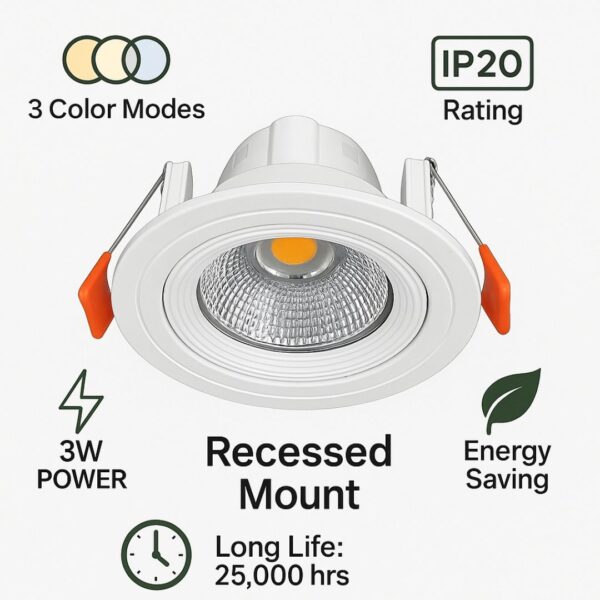 Compact 3W Sunny COB Downlight - Image 3