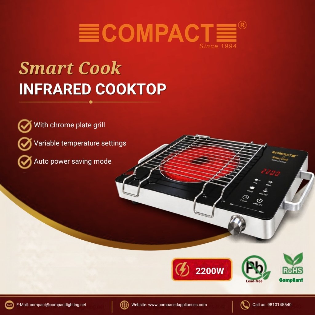 Compact Smart Cook 2200W Infrared Cooktop - Image 2